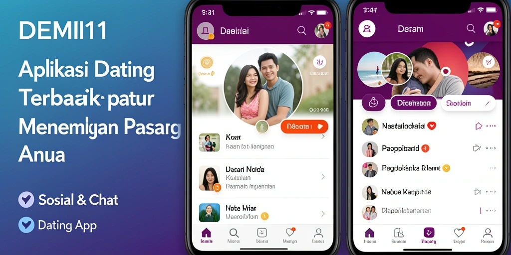Tampilan antarmuka pengguna <strong>DEMI11</strong> yang modern dan menarik untuk pencarian pasangan.