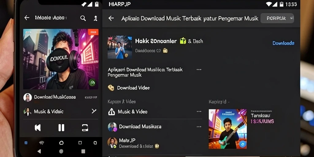 Antarmuka pengguna HARAPJP yang sederhana dan fungsional untuk Download Musik.
