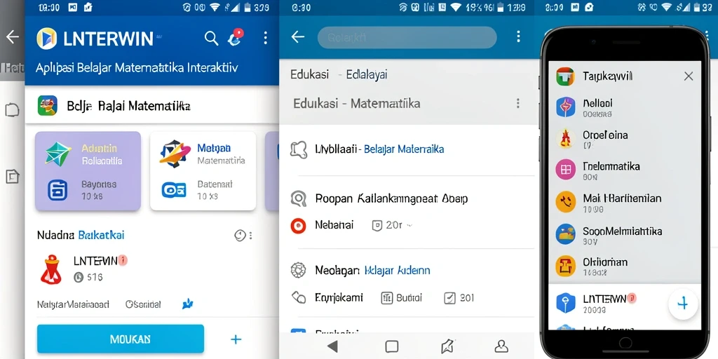 Tampilan antarmuka interaktif LNTERWIN untuk belajar matematika.