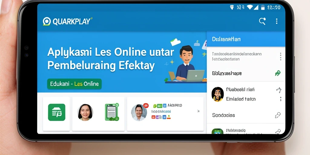 Antarmuka aplikasi Les Online QUARKPLAY yang interaktif dan menarik.