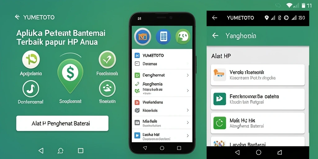 Tampilan antarmuka YUMETOTO yang sederhana dan fungsional untuk penghemat baterai.